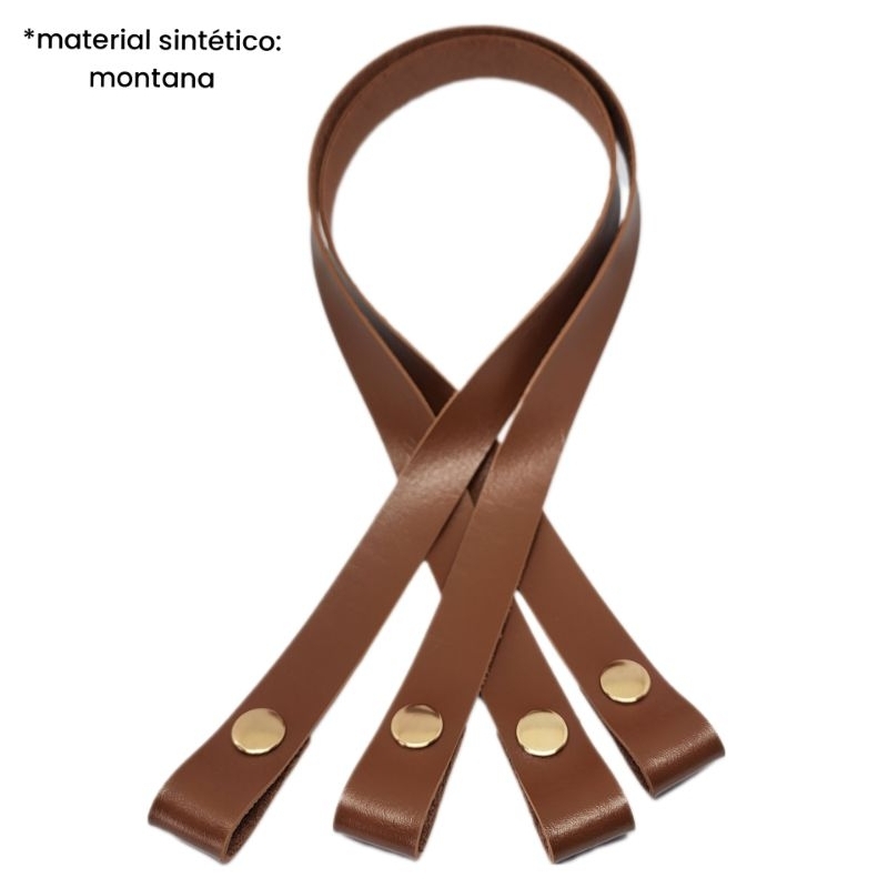 Par de Alça 2cmx60cm com Botão de Pressão em couro ecológico (montana)