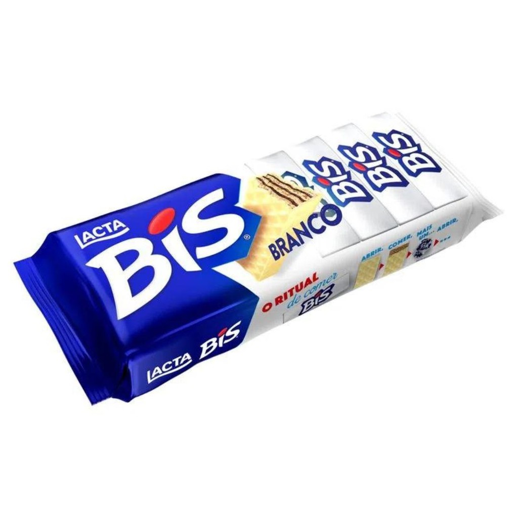 5 Caixas Bis Chocolate Branco Lacta 100,8g White