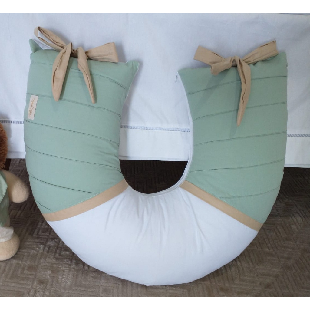 Almofada Amamentar Friends Safari Verde Erva Doce Com Branco