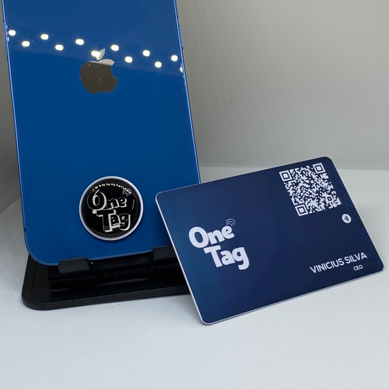 Kit Cartão de Visita NFC Tecnologico Azul + Tag T
