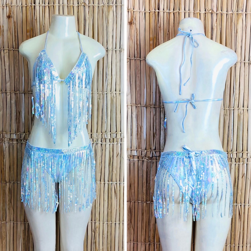 Top e Cinto Furta-Cor Com Franjas em Paete – Dança do Ventre/Carnaval – Pronta Entrega TCFPE-1