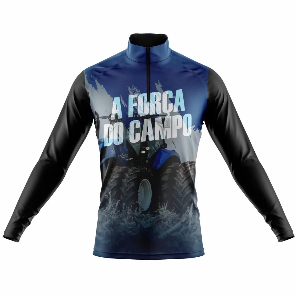 Camisa Masculina Agricultura Força do Campo Blusa Manga Longa Proteção UV