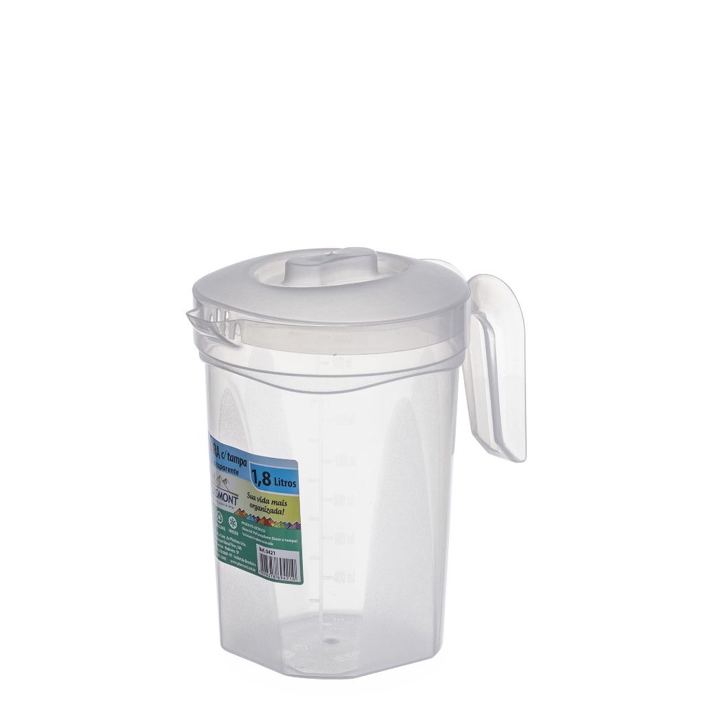 Kit 5 Jarras Transparente Plástica com Alça 1,8 Litros