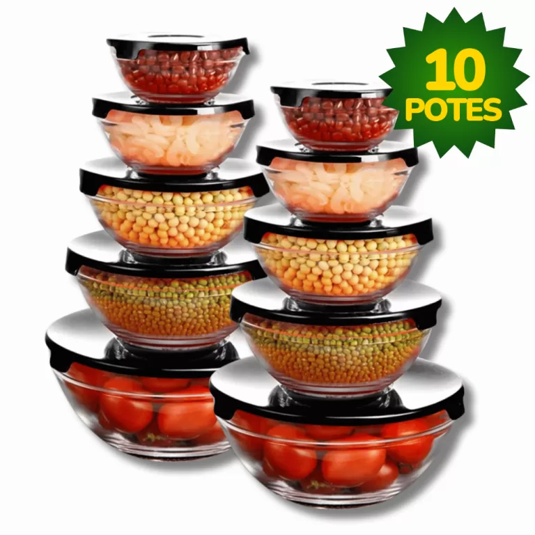 Kit Conjunto De Potes 10 Peças Vidro Resistente O