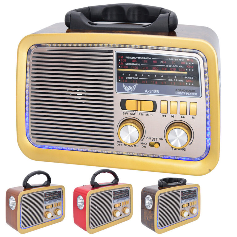 Rádio Retrô AMFm Cartão Memória Auxiliar Madei