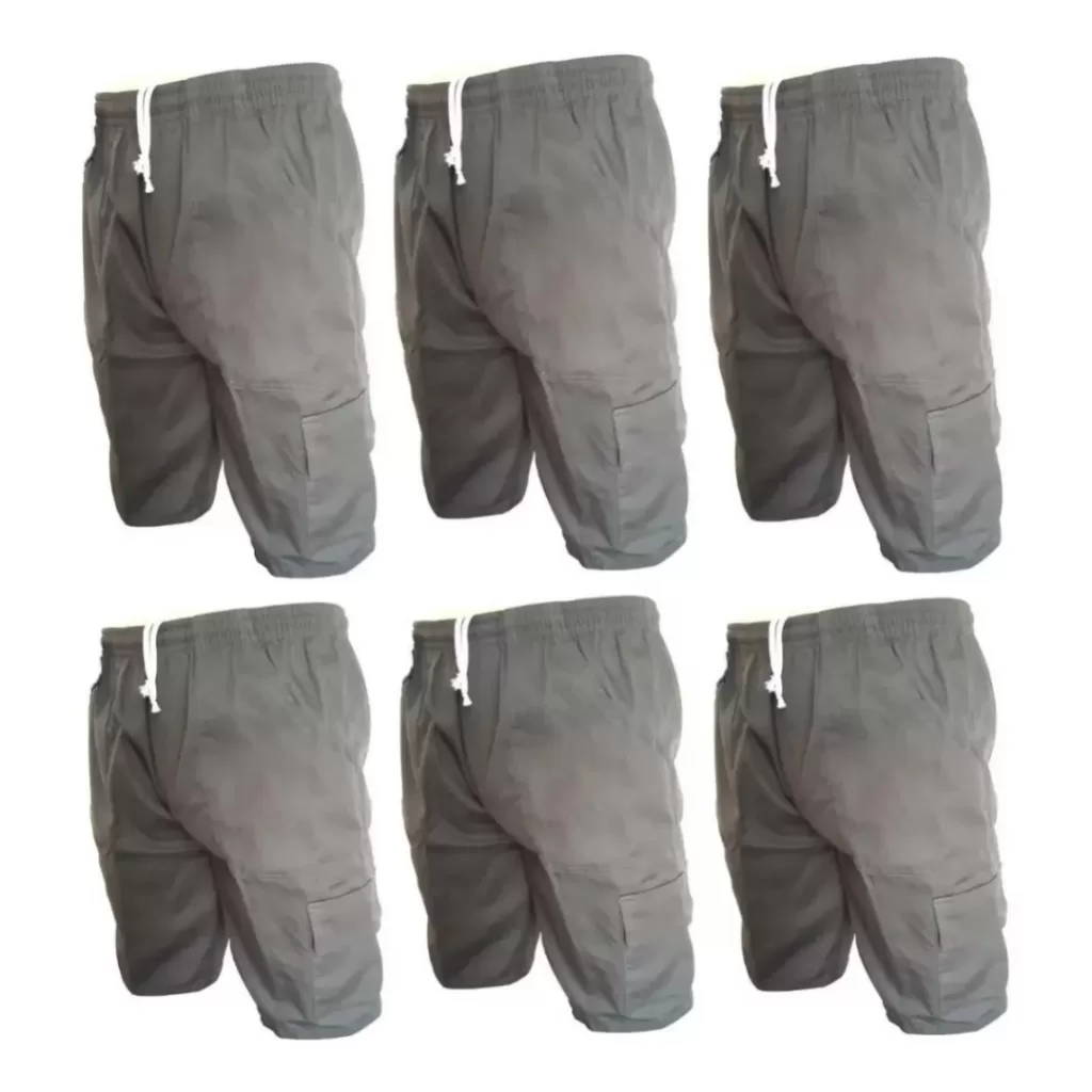 Kit 04 Bermuda 6 Bolso Brim Profissional