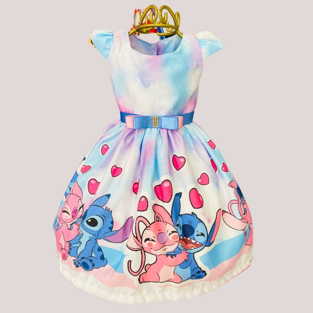 Roupa Infantil Menina Casual Princesa Lilo e Stitch Angel Meninas Festas dia das Criança presente