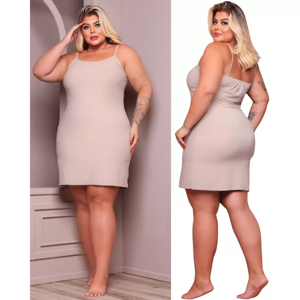 Vestido Anagua p Ao Plus Size Combinação Segunda Pele Branco Preto Nude Tampar Transparencia Vestido