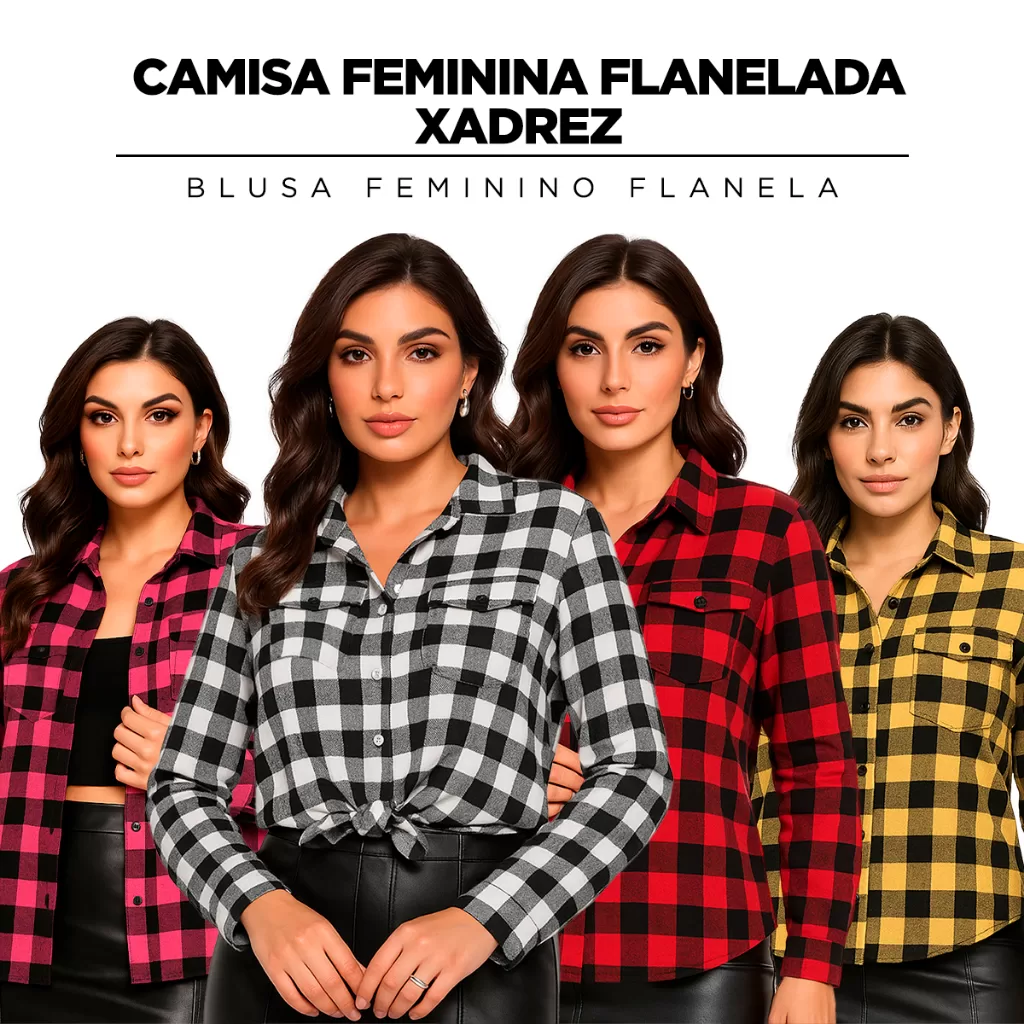 Camisa feminina Flanelada xadrez blusa Feminino flanela