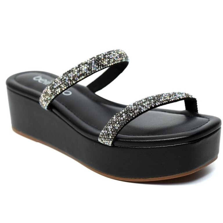 Tamanco Plataforma Beira Rio Tiras Strass Feminino