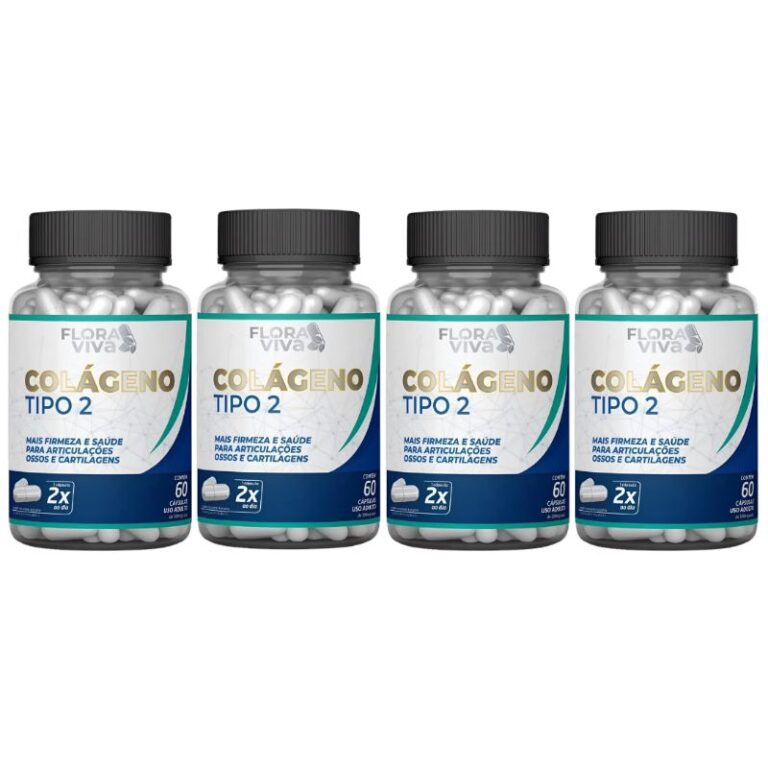 4 POTES Colágeno Tipo 2 60 Caps 500mg – Flo