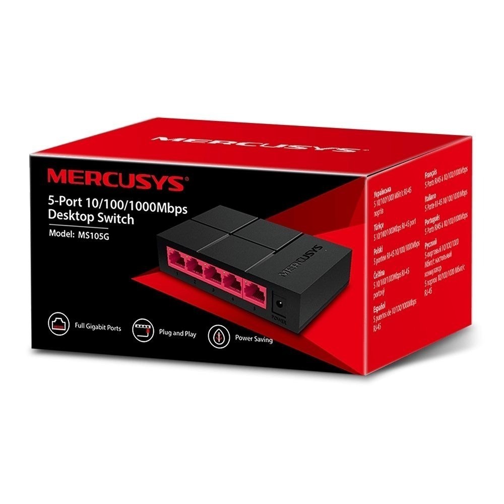 Switch 5 Portas Gigabit 10/100/1000 Mbps Ms105g Mercusys Lacrado pronta entrega