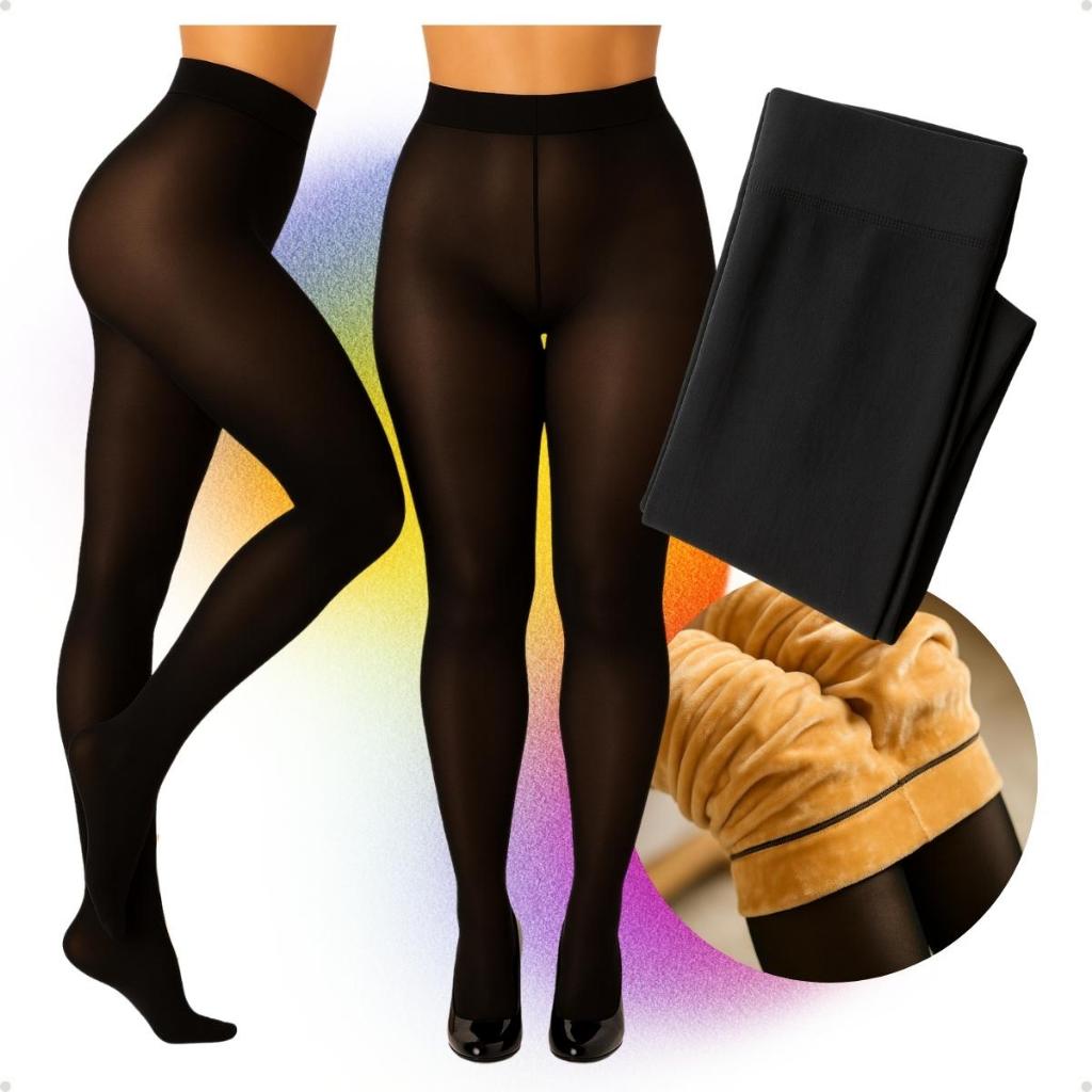 Meia Calça Térmica Feminina Translúcida Forrada Grossa  Pelinho Pelúcia