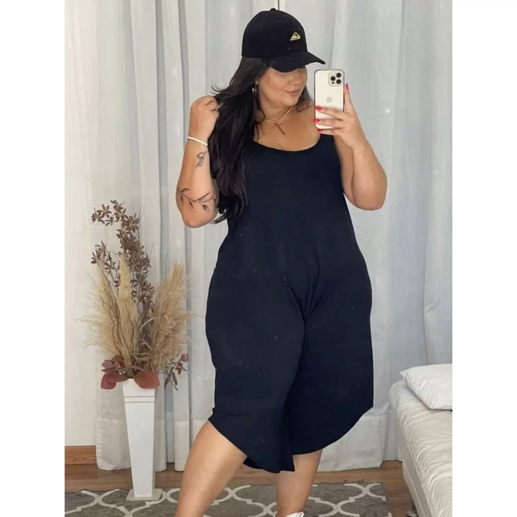 Macacão Pantacur Plus size – tam único ( veste até 54) – fresqunho e confortável