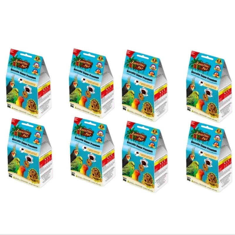 Kit 8 Biscoitos Para Calopsita Petisco Biscottini Pet 80 Gr
