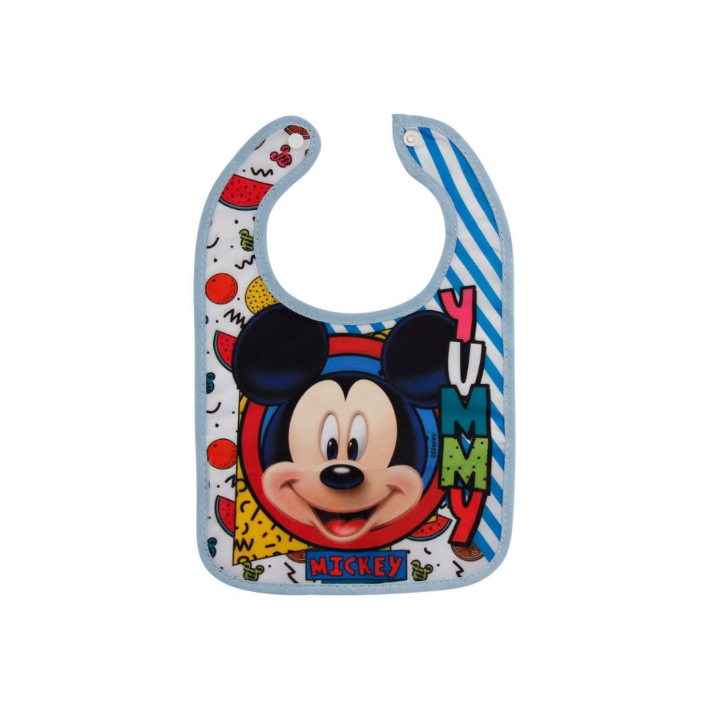 Babador Resistente a Pingo Com Porta Migalhas Azul Mickey