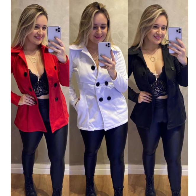 SOBRETUDO MOLETOM FLANELADO MODA FEMININA P M G GG