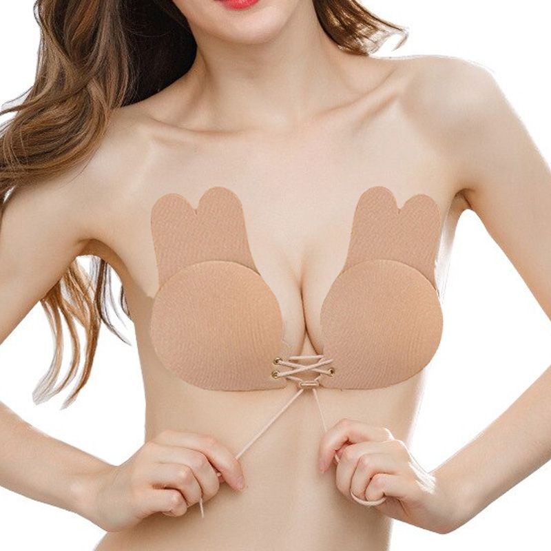 Sutian Soutien Sutiã Levanta Seio Adesivo Reutilizável Sem Alça Orelha de Coelho