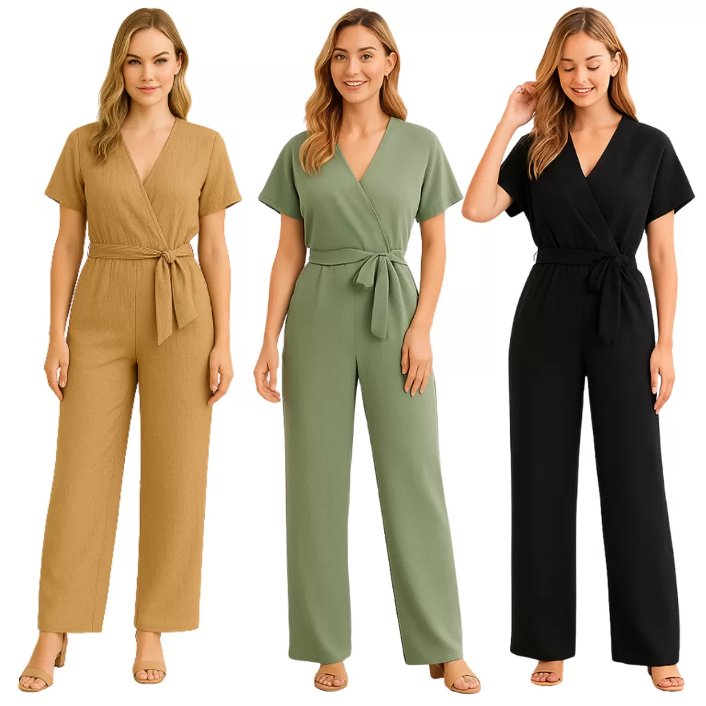 Macacão Feminino Longo Pantalona Duna Decote V