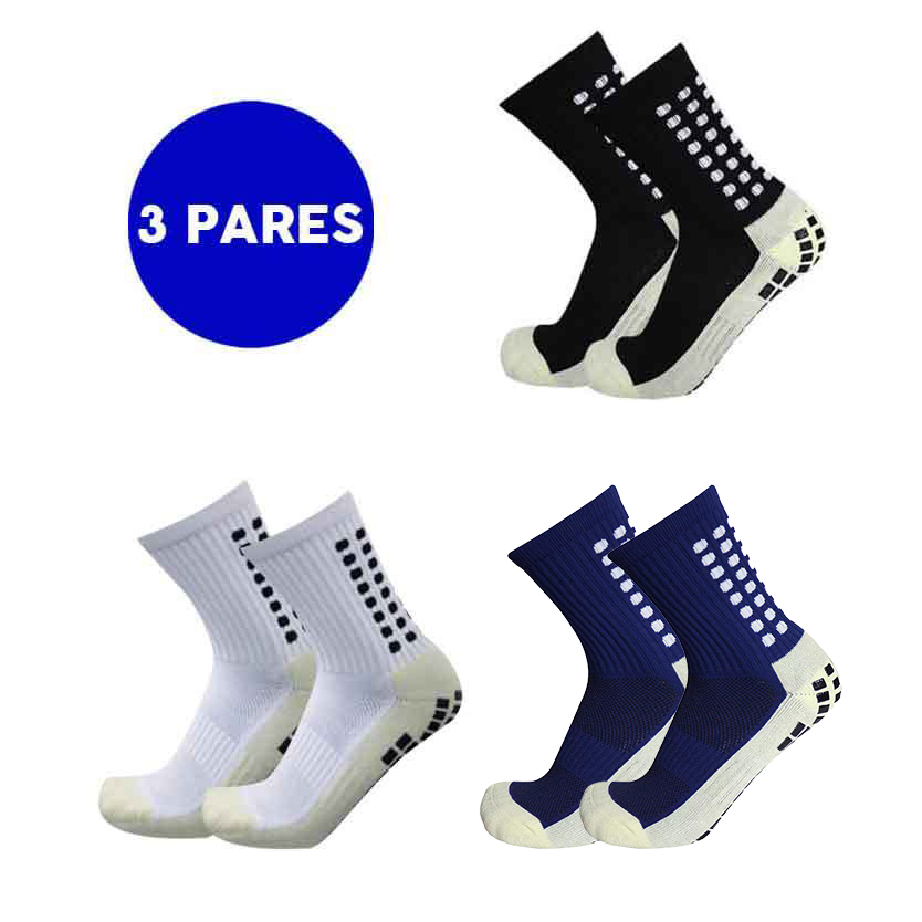 KIT 3 Meia Meias Esportivas Futebol Algodão Antiderrapantes De Alta Qualidade