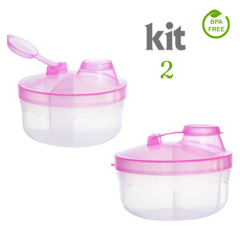 Kit 2 Porta Leite em Pó Para Bebê Com 3 Divisór