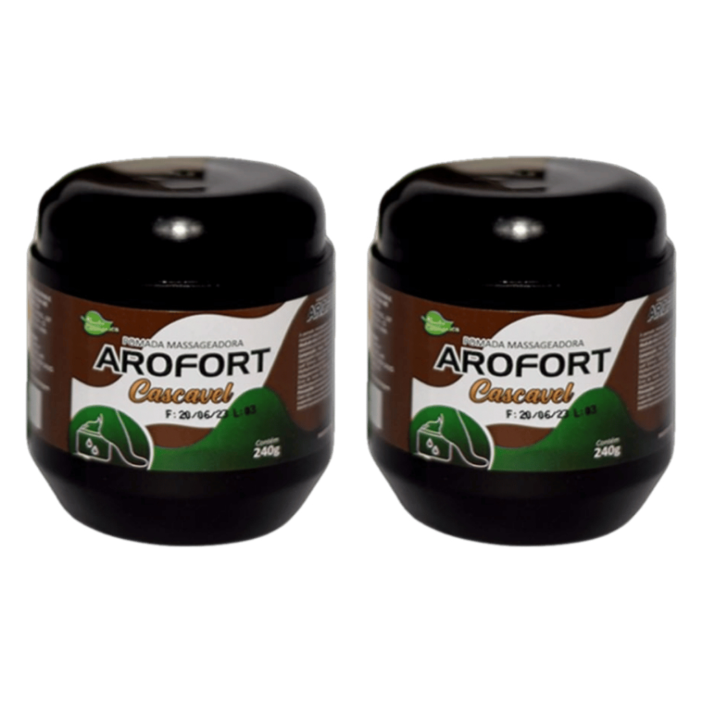 Kit 2 Pomadas Massageadoras Arofort Cascavel 240g Aroeira – Sensação de Alívio e Relaxamento