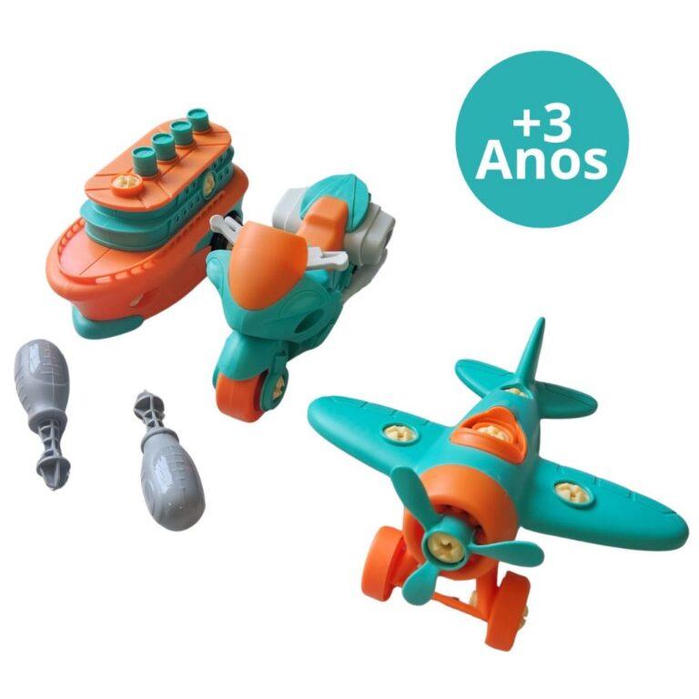 Kit Brinquedo Infantil  Avião Barco e Moto  ̵