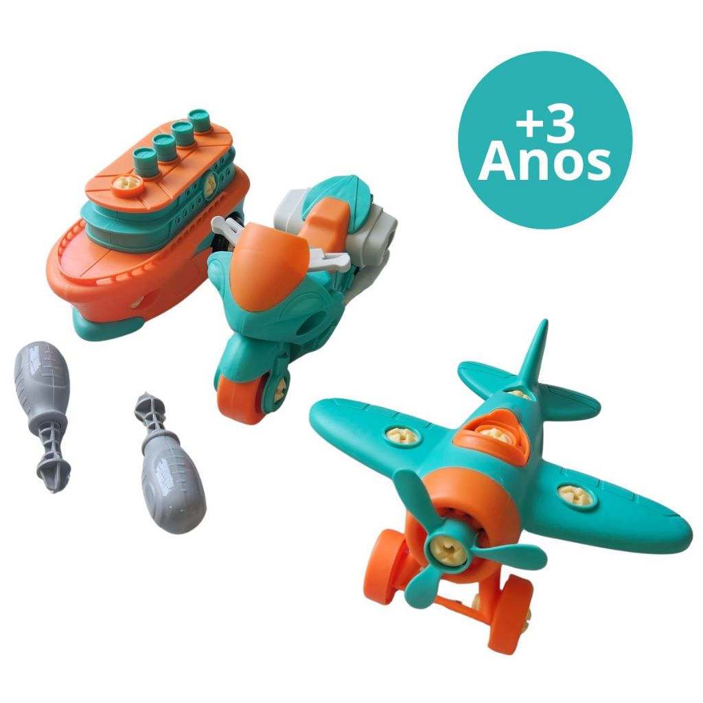 Kit Brinquedo Infantil Avião Barco e Moto – HK Brinquedos
