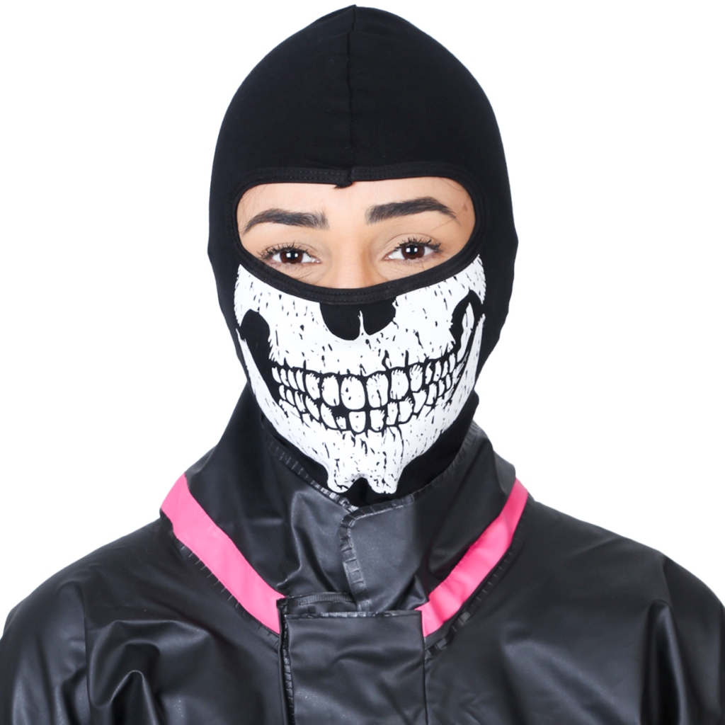 Touca Ninja Balaclava Moto Camuflada Caveira Preta Moto