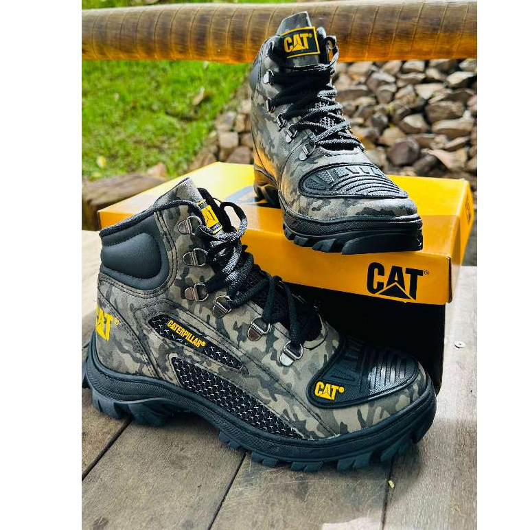 Bota Coturno Caterpillar Alaska Militar Couro Masculino Palmilha de Gel