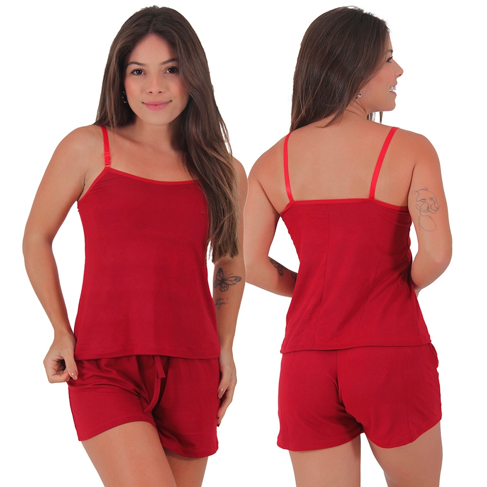 Pijama Baby Doll Feminino Saint Tropez Suede Lingerie