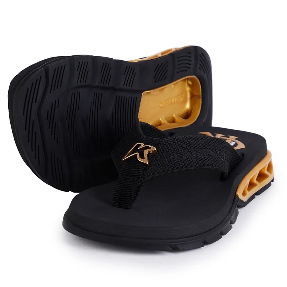 Chinelo Infantil Kenner Rakka Kids Flamengo – Preto e Dourado