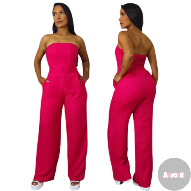 Macacão Feminino de Alfaitaria Rosa Tomara que Ca