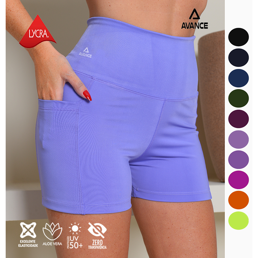 SHORT POLIAMIDA COM BOLSO ZERO TRANSPARÊNCIA REF:025