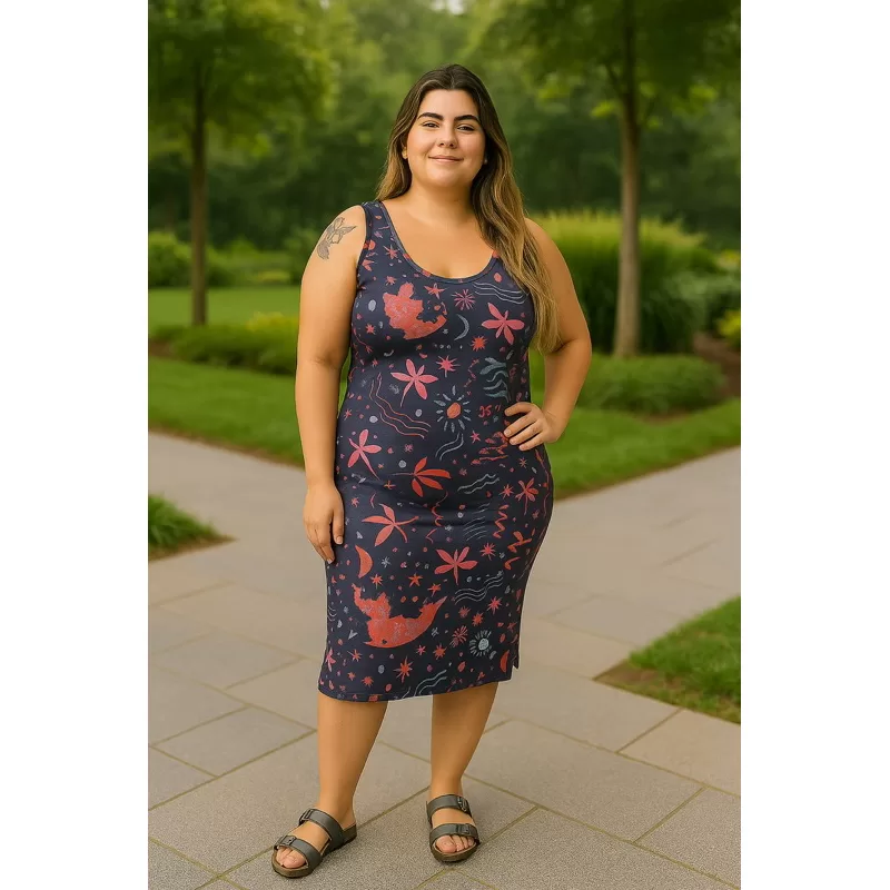 Vestido Plus size inspiração Farm tamanho grande veste 50 verao confortavel malha canelada