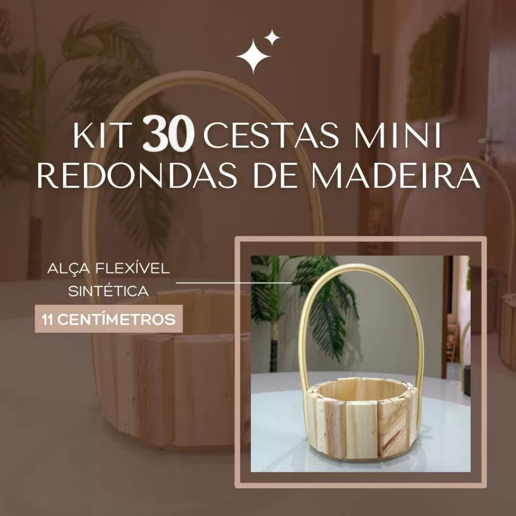kit 30 Cestinhas Mini Redondas 11 cm – lembrancinhas/arranjos/casamento/aniversários