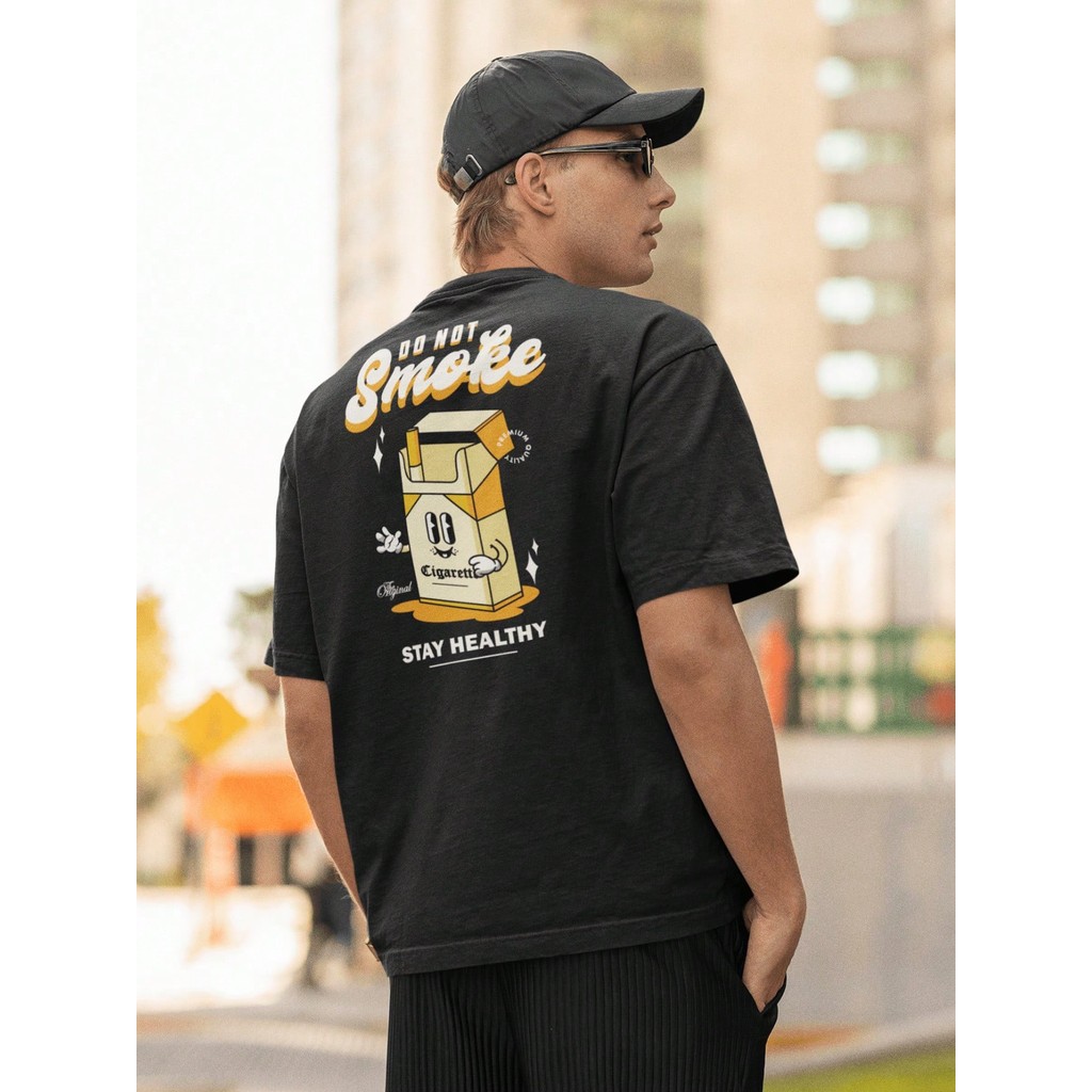 Camisa Camiseta Oversize Streetwear Masculino e Feminino para Treino e Dia a Dia Preto e Off Whte Es