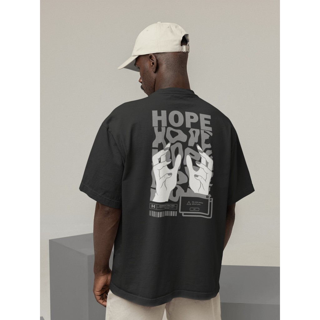 Camisa Camiseta Oversize Streetwear Masculino e Feminino para Treino e Dia a Dia Preto e Off Whte Es