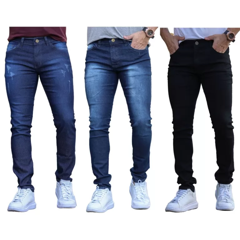 Kit 3 Calças Jeans Masculina Skinny Elastano Casu