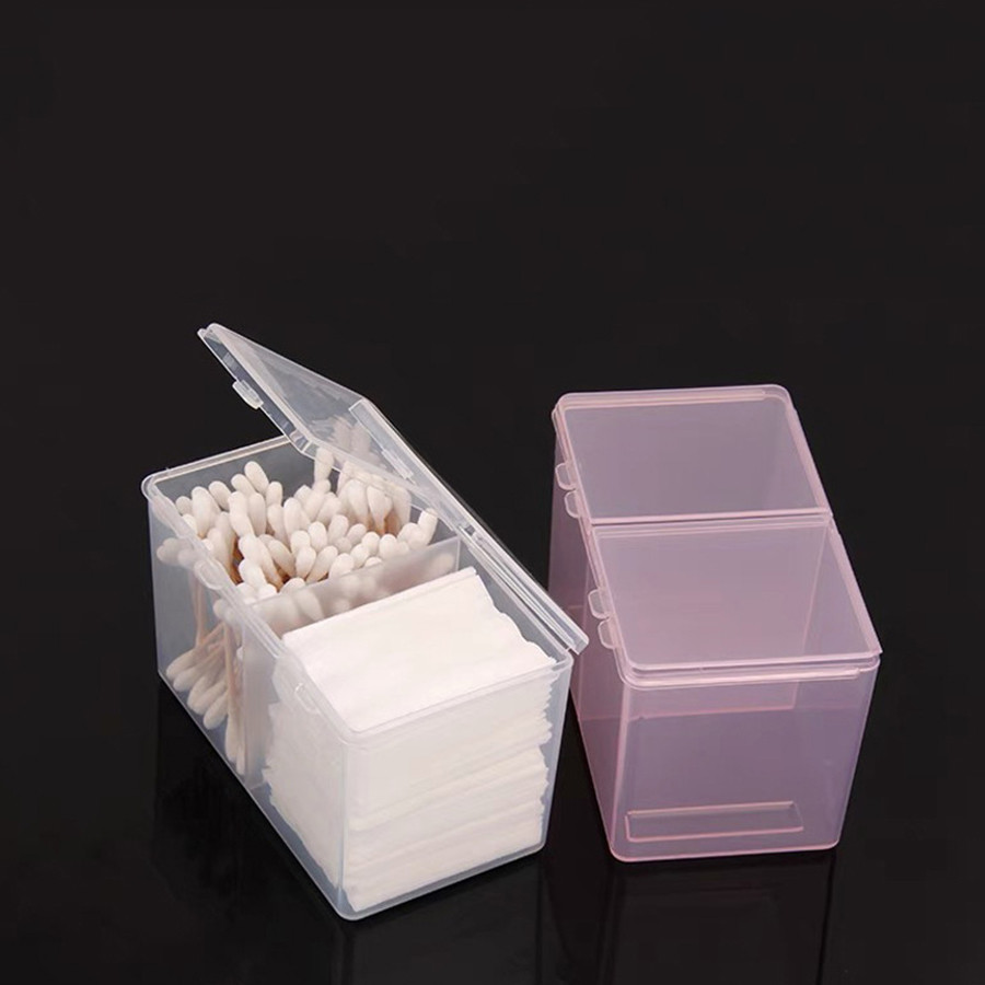 Caixa Porta Algodão Prensado Cotonete Duas Divisórias Unhas cor aleatorio