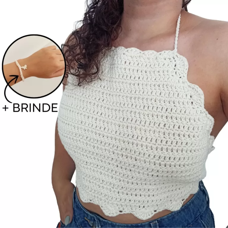 Cropped Crochê Com Forro Frente Única Várias Co