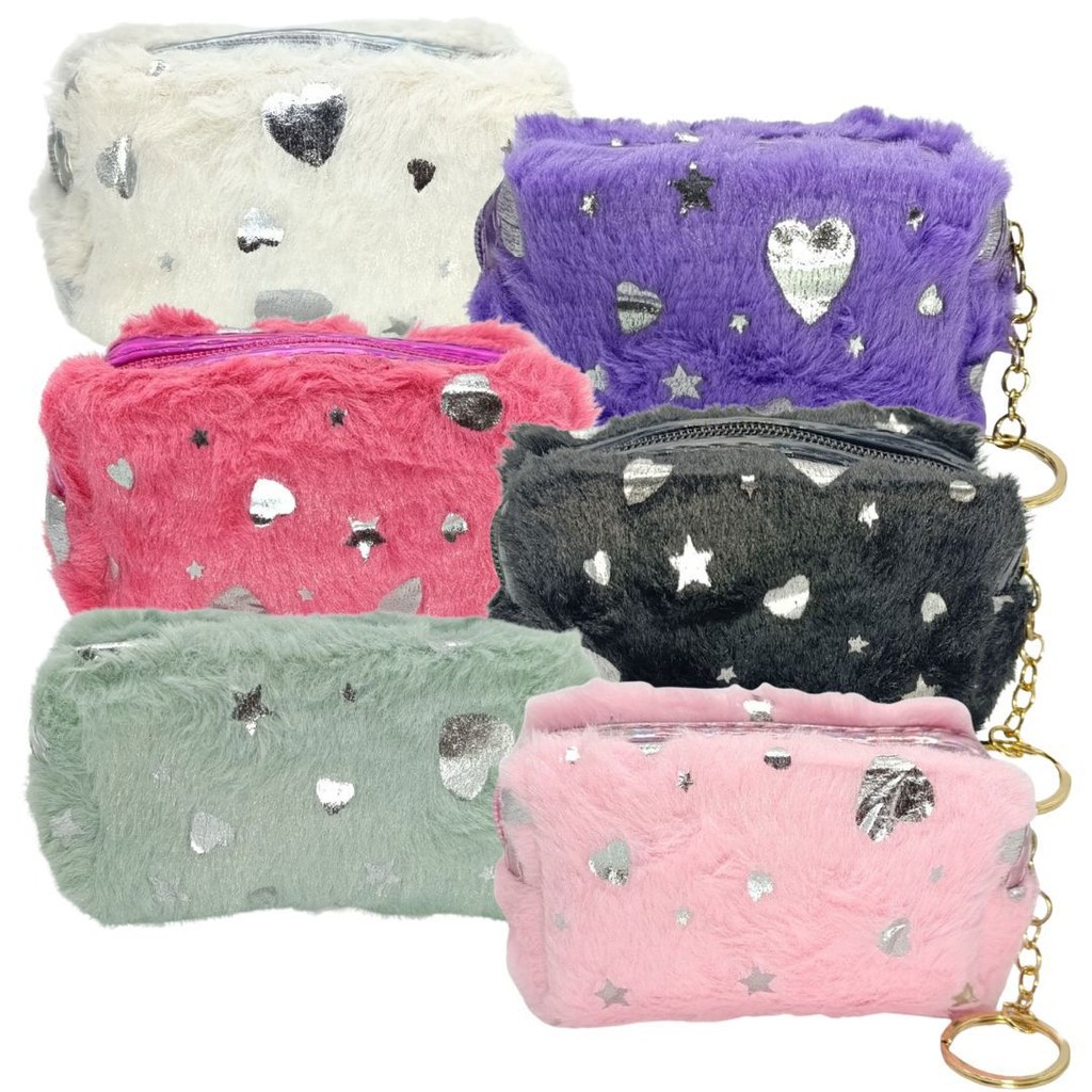 Mini Porta Moeda Necessaire Feminino de Pelucia chaveiro
