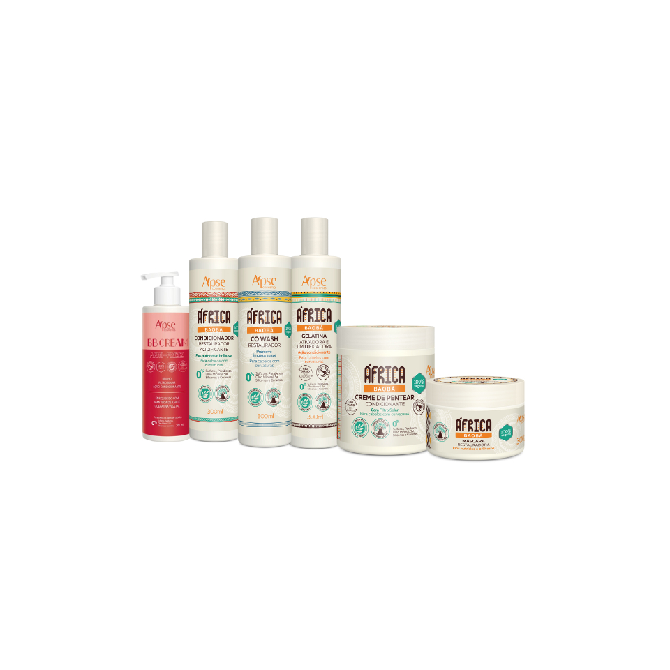 KIT BAOBA AFRICA CO WASH GELATINA ATIVADOR MÁSCARA E MAIS