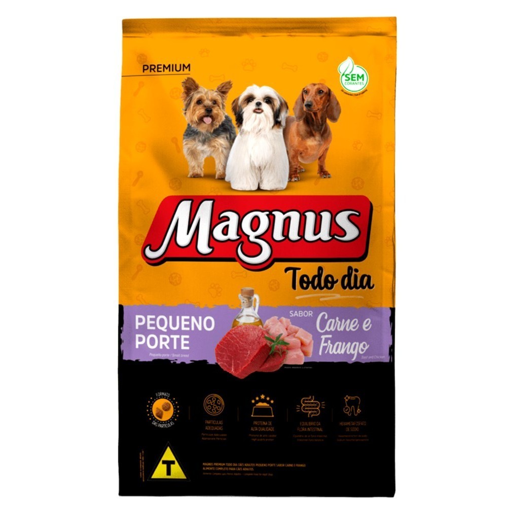 Ração Magnus Premium todo dia 10,1kg Cães Adultos Pequeno Porte Sabor Carne e Frango Adimax