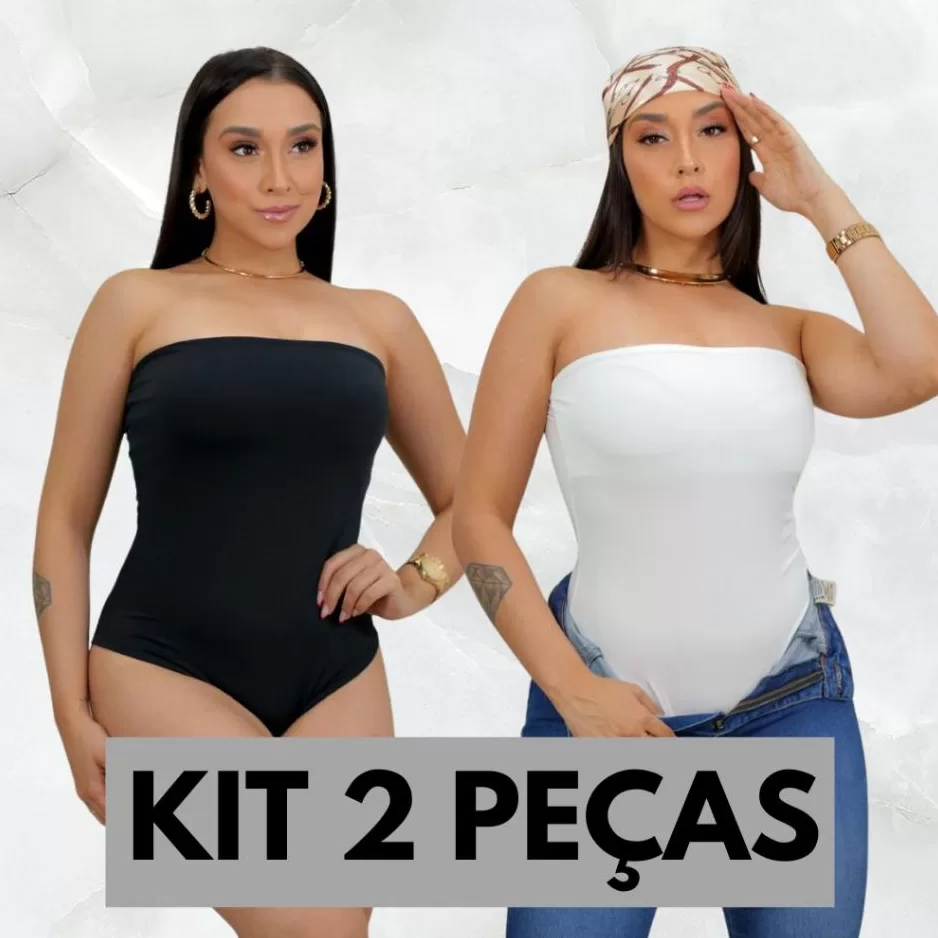 Kit 2 Body Feminino Tomara Que Caia Básico Suplex Com Forro Duplo Confortável Moda Blogueira