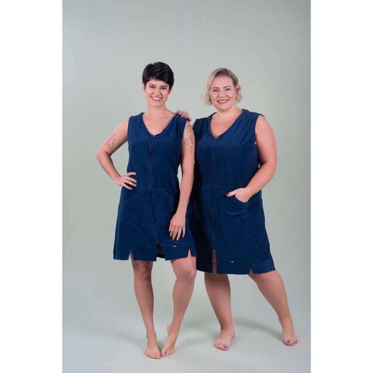 Robe Atoalhado Sem Mangas Com Zíper Encomenda