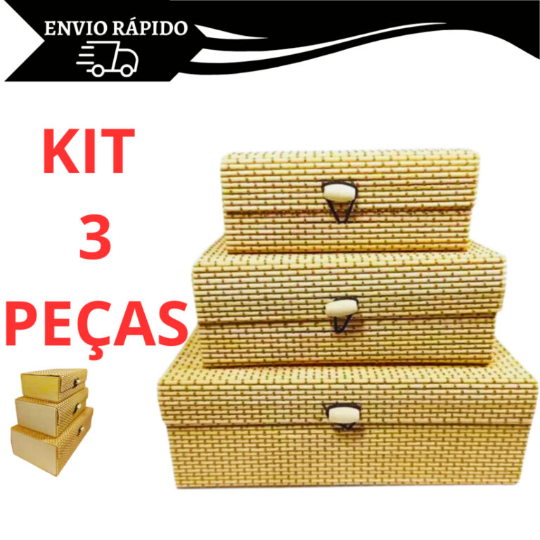 Kit 3 Caixa organizadora com tampa Porta Joia Bamb