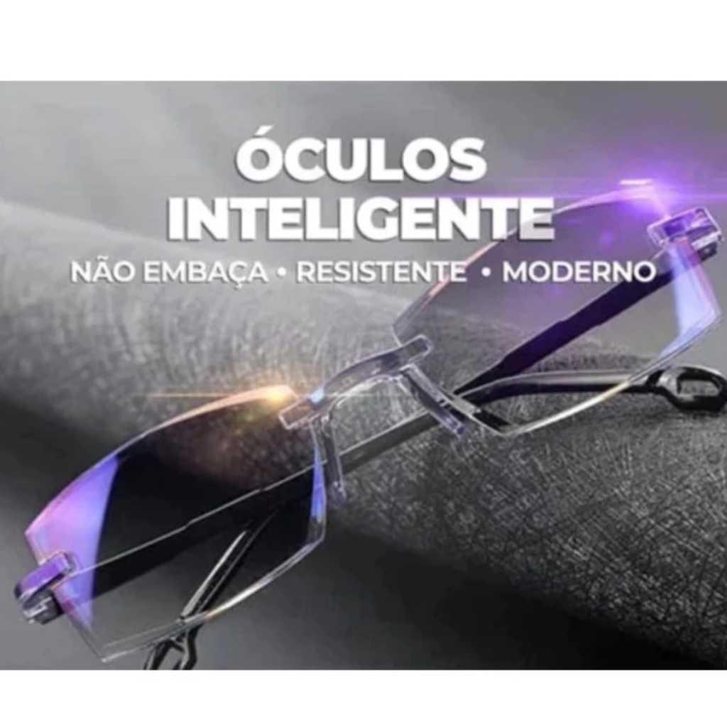 Óculos Inteligente Multifocal Diamantes 2em1 Perto/Longe TR90 MAX SEM ARO  ANTI BLUE LIGHT
