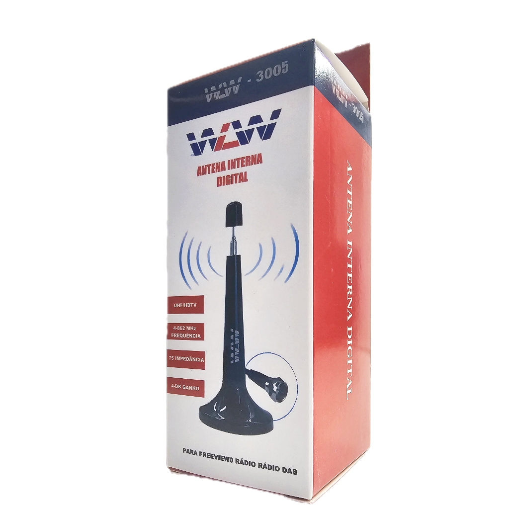 Antena Digital Televisao Hdtv Interna Fio 5 metro  4k 2k full hd