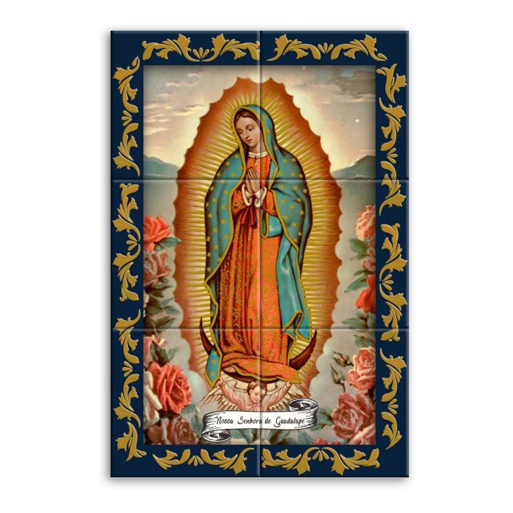 Quadro Imagem Nossa Senhora De Guadalupe Azulejos 40×60 Cm